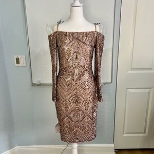 BCBGMaxAzria Brown Sequin Dress